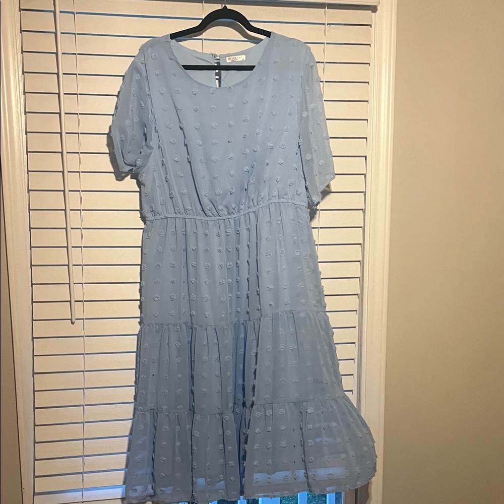 Chic Light Blue Midi Dress